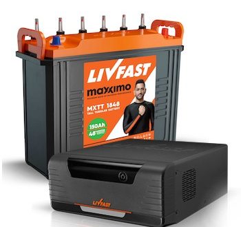 Livfast 1050VA Sinewave Inverter + MXTT1839 150AH Short Tubular Battery