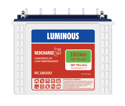 Luminous Red Charge RC18000 150Ah Tall Tubular Inverter Battery